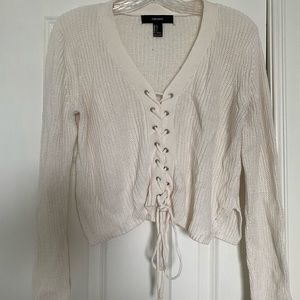 F21 V-Neck Cropped Sweater